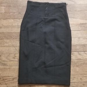 Princess Button High Waisted Side Zip Pencil Skirt